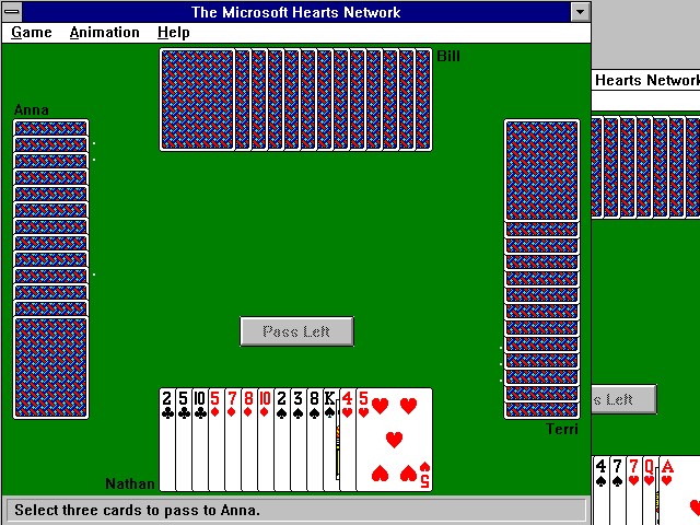 Windows 3.11 Hearts Network Game (1992)